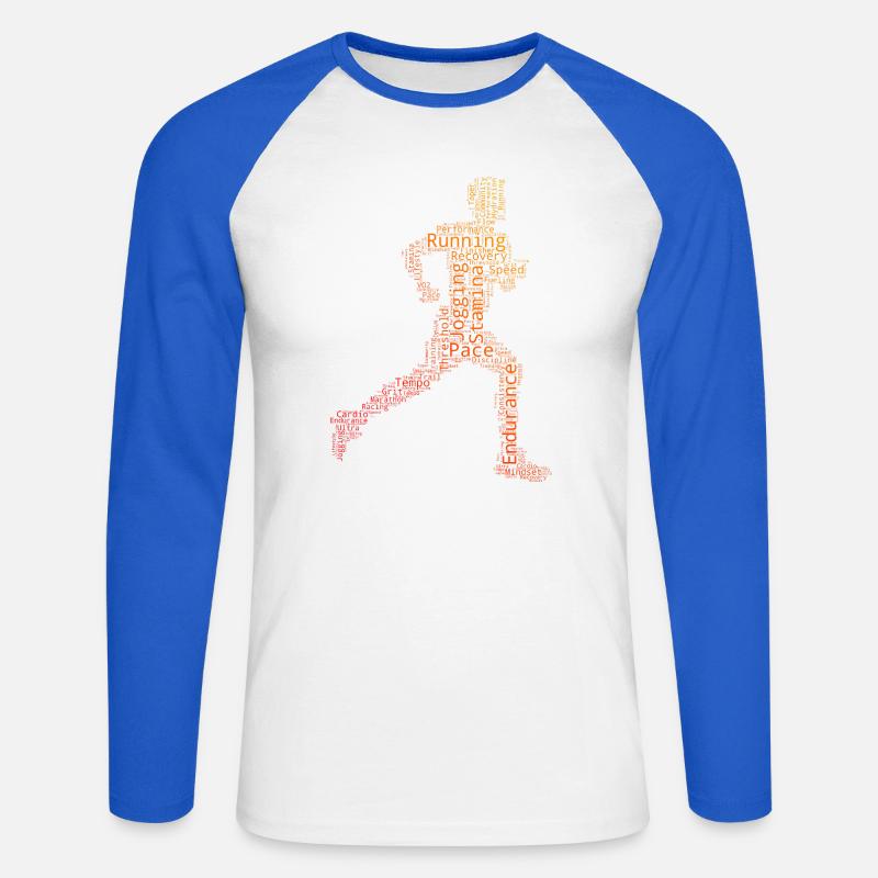 Geschenkidee für einen Running mit Running - Unisex Baseballshirt langarm - Weiß/Royalblau