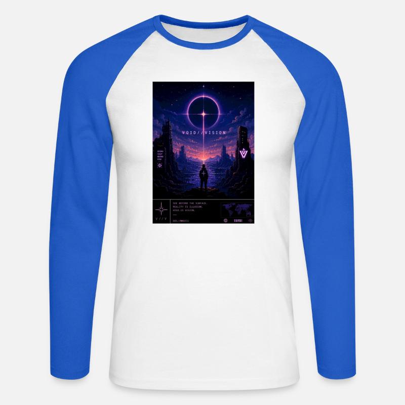 VOID//VISION – Pixel Void Dreams - Unisex Long Sleeve Baseball T-Shirt - white/royal blue