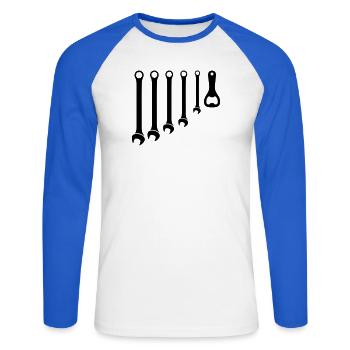Jeu d’outils et ouvre-bouteille Craftsman - T-shirt baseball manches longues Homme - blanc/bleu royal - Devant - Nik (191cm)