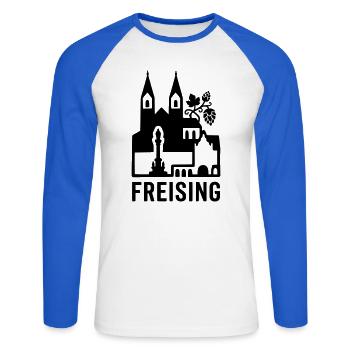 Freising Oberbayern Silhouette Wahrzeichen - Unisex Baseballshirt langarm - Weiß/Royalblau - Vorne - Nik (191cm)