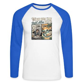 KI Experte - Unisex Baseballshirt langarm - Weiß/Royalblau - Vorne - Nik (191cm)