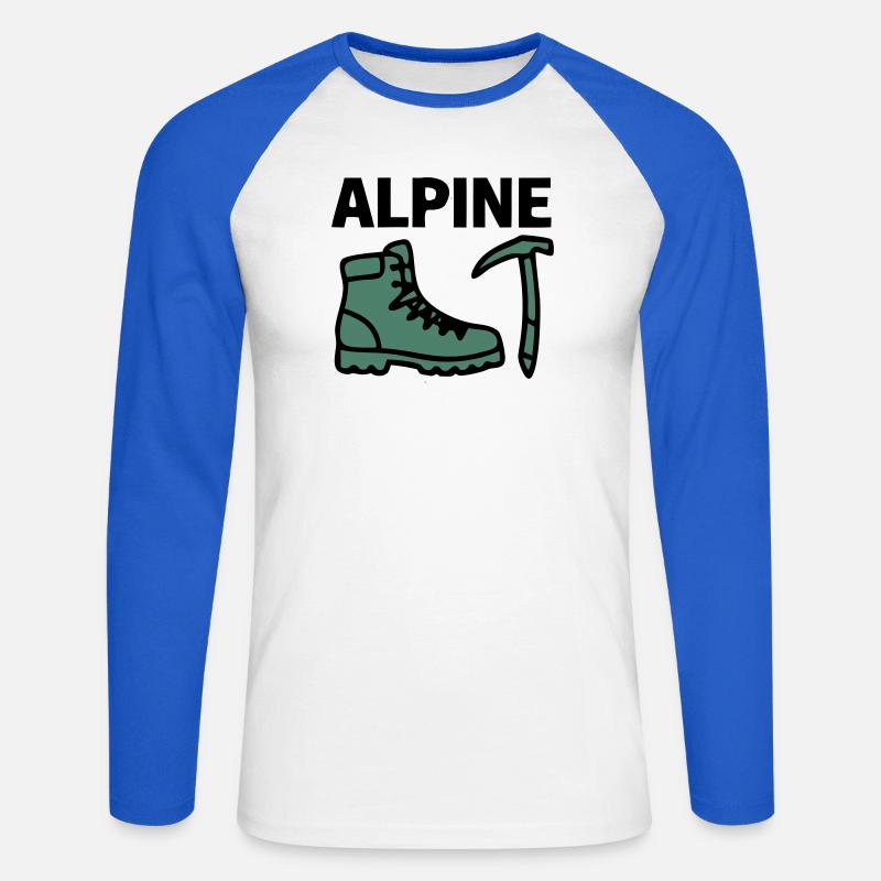 Wanderschuh Eispickel Alpine Bergsteigen Klettern - Unisex Baseballshirt langarm - Weiß/Royalblau