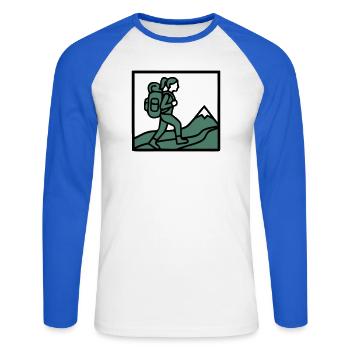 Wanderin Rucksack Berge Wandern Frauen Wanderlust - Unisex Baseballshirt langarm - Weiß/Royalblau - Vorne - Nik (191cm)