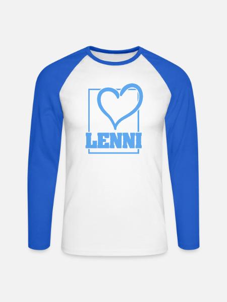 LENNI Herz Logo Shirt - Unisex Baseballshirt langarm - Weiß/Royalblau