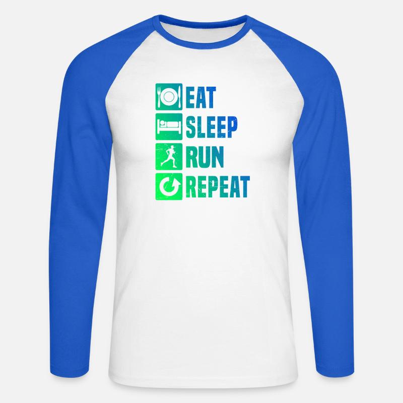 Geschenkidee für einen Running mit Running - Unisex Baseballshirt langarm - Weiß/Royalblau