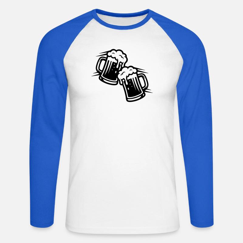 Bierkrug Comic Bier - Unisex Baseballshirt langarm - Weiß/Royalblau