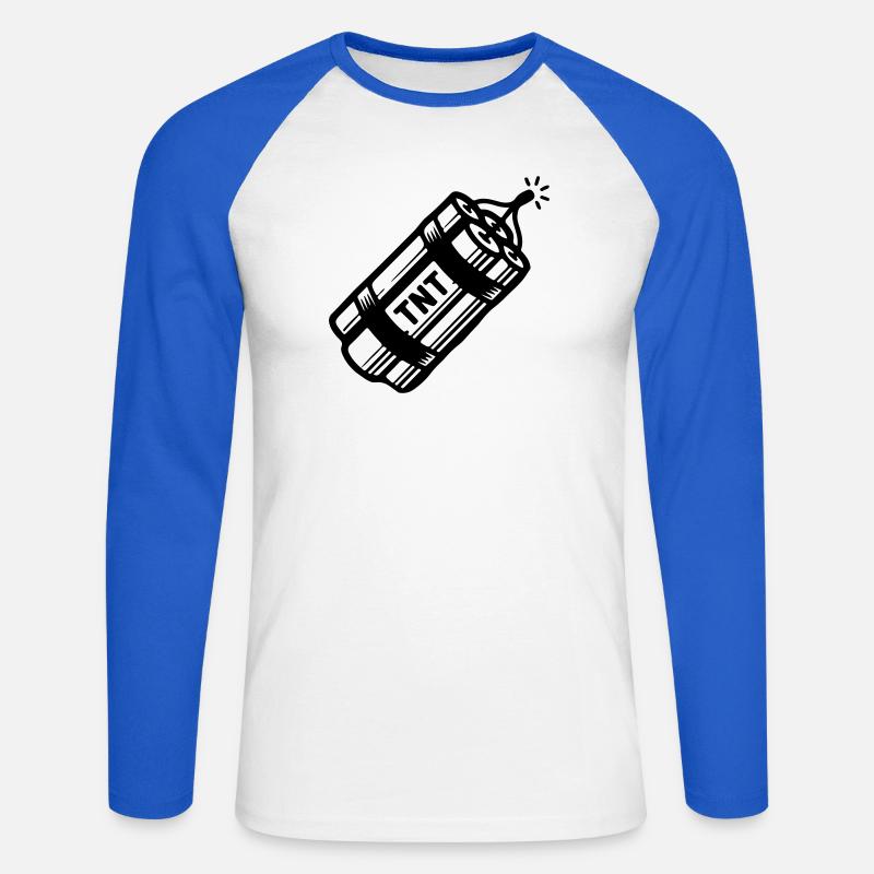 Dynamit Tnt - Unisex Baseballshirt langarm - Weiß/Royalblau