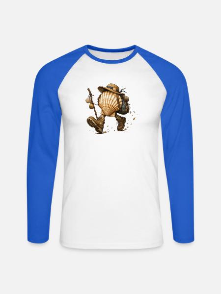 Jakobsmuschelpilger-Camino de Santiago - Unisex Baseballshirt langarm - Weiß/Royalblau