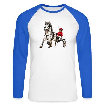 Trotter funny - Unisex Long Sleeve Baseball T-Shirt - white/royal blue - Front - Nik (191cm)