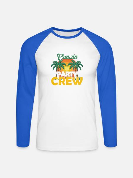 Cancun Party Crew - Unisex Baseballshirt langarm - Weiß/Royalblau