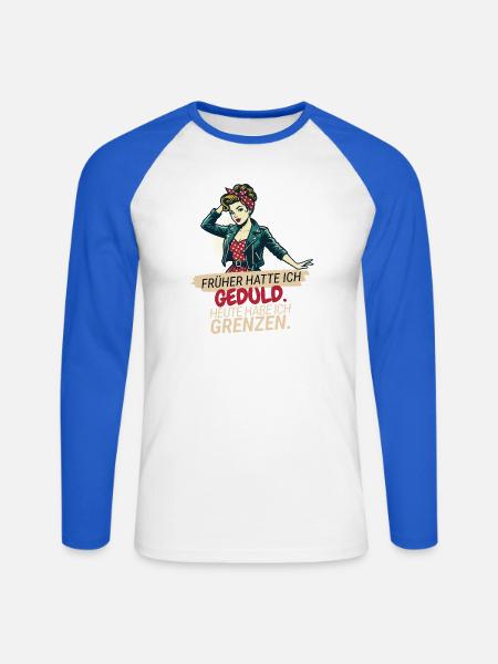 Grenzen Statt Geduld - Unisex Baseballshirt langarm - Weiß/Royalblau