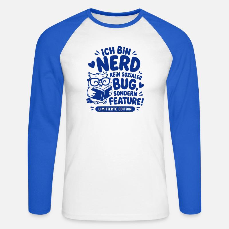 Nerd Feature Limitierte Edition - Unisex Baseballshirt langarm - Weiß/Royalblau