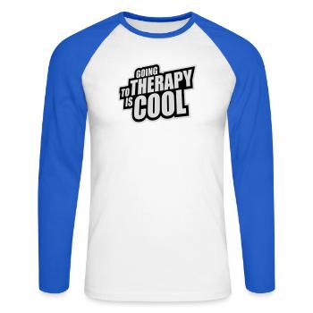 Going To Therapy Is Cool Funny Mentally Healthy - Unisex Long Sleeve Baseball T-Shirt - white/royal blue - Front - Nik (191cm)