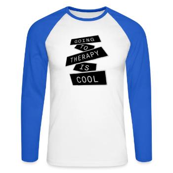 Going To Therapy Is Cool Funny Mentally Healthy - Unisex Long Sleeve Baseball T-Shirt - white/royal blue - Front - Nik (191cm)