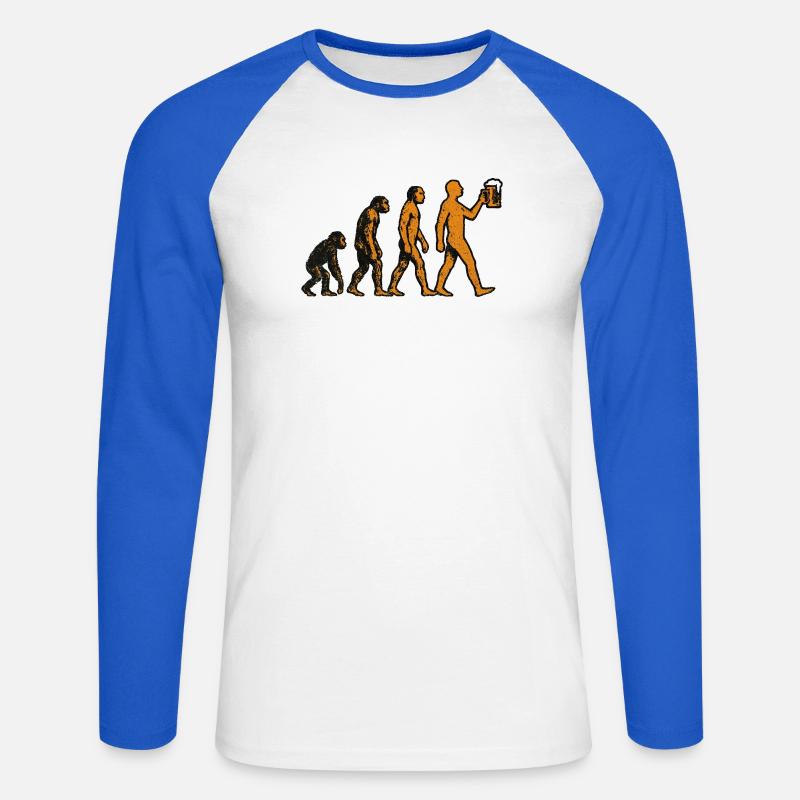 Evolution Bier - Unisex Baseballshirt langarm - Weiß/Royalblau