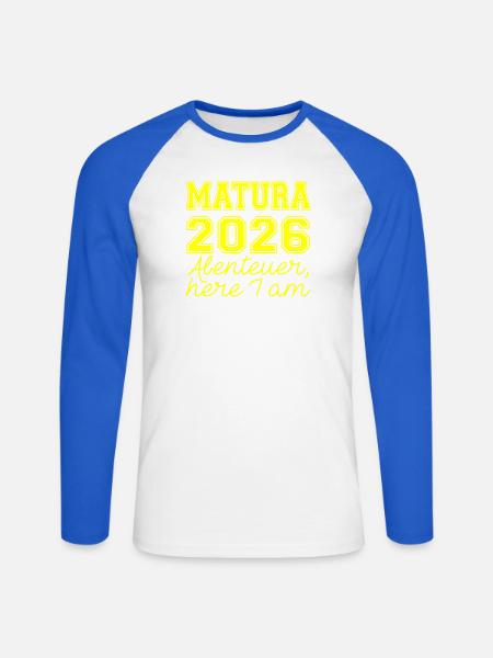 Matura 2026 Spruch - Unisex Long Sleeve Baseball T-Shirt - white/royal blue