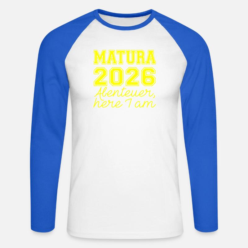 Matura 2026 Spruch - Unisex Baseballshirt langarm - Weiß/Royalblau
