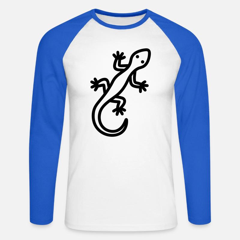 Eidechse - Unisex Baseballshirt langarm - Weiß/Royalblau