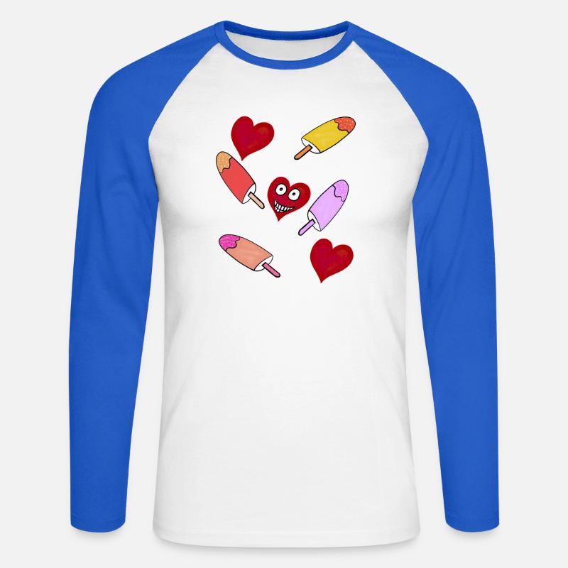 Eis Eiskrem Eiscreme Kinder - Unisex Baseballshirt langarm - Weiß/Royalblau