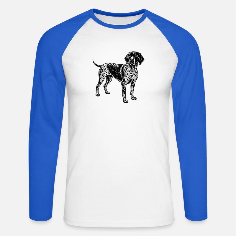 Deutscher Kurzhaar-Pointer - Unisex Baseballshirt langarm - Weiß/Royalblau
