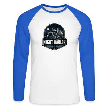 NIGHT HAULER Truck Driver Night Driving - Unisex Long Sleeve Baseball T-Shirt - white/royal blue - Front - Nik (191cm)