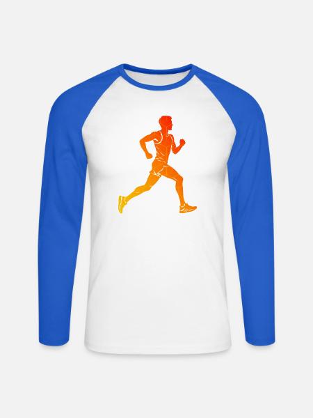 Marathonlaufen Geschenkidee für ein Marathonläufer - Unisex Baseballshirt langarm - Weiß/Royalblau