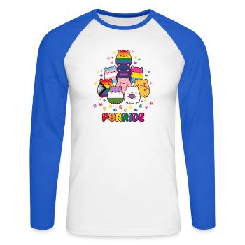 Pride Month LGBTQ – Purride - Unisex Baseballshirt langarm - Weiß/Royalblau - Vorne - Nik (191cm)