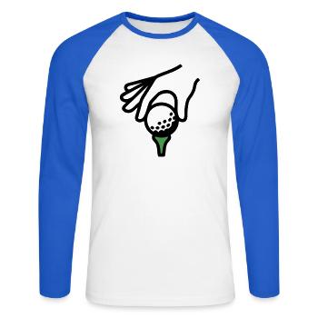 Golf Ball Tee Tee Golf Golf Club Golfer - Unisex Long Sleeve Baseball T-Shirt - white/royal blue - Front - Nik (191cm)