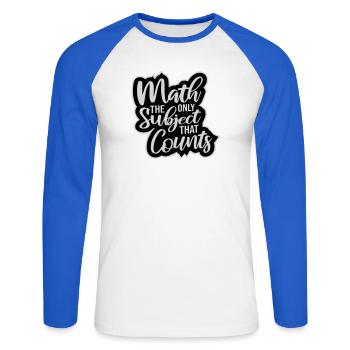Les mathématiques La seule matière qui compte Nerd Mathe Logo - T-shirt baseball manches longues Homme - blanc/bleu royal - Devant - Nik (191cm)