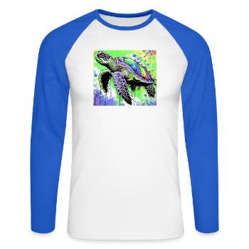 turtle - Unisex Long Sleeve Baseball T-Shirt - white/royal blue - Front - Nik (191cm)