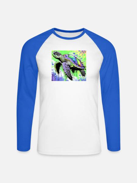 turtle - Unisex Long Sleeve Baseball T-Shirt - white/royal blue