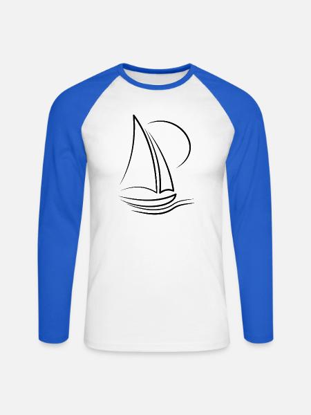 Segelboot Segelschiff Seemann - Unisex Baseballshirt langarm - Weiß/Royalblau