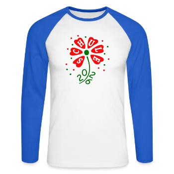 Schule 2026 - Unisex Baseballshirt langarm - Weiß/Royalblau - Vorne - Nik (191cm)