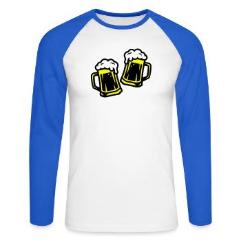 Bier Anstoßen Saufen - Unisex Baseballshirt langarm - Weiß/Royalblau - Vorne - Nik (191cm)