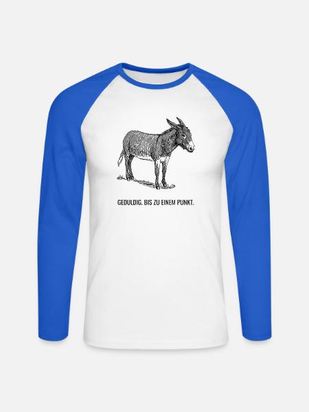 Geduldig. Bis zu einem Punkt. - Unisex Baseballshirt langarm - Weiß/Royalblau