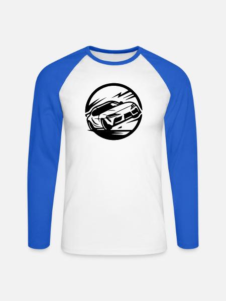 Auto Rennwagen Autorennen - Unisex Baseballshirt langarm - Weiß/Royalblau