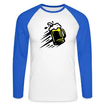 Icône de chope de bière - T-shirt baseball manches longues Homme - blanc/bleu royal - Devant - Nik (191cm)