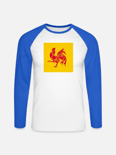 Zeig deine Farben – Wallonien - Unisex Baseballshirt langarm - Weiß/Royalblau