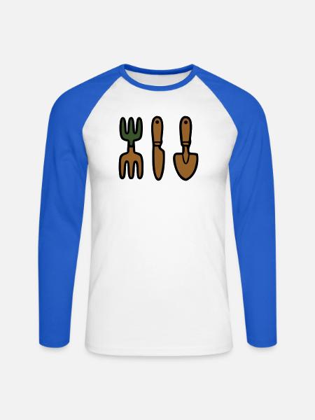 Gartenwerkzeug Gärtner Landschaftsbau Garten - Unisex Baseballshirt langarm - Weiß/Royalblau