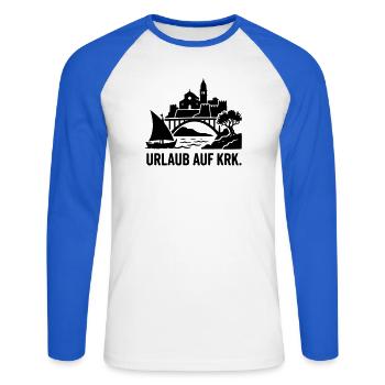 Urlaub Krk Kroatien - Unisex Baseballshirt langarm - Weiß/Royalblau - Vorne - Nik (191cm)