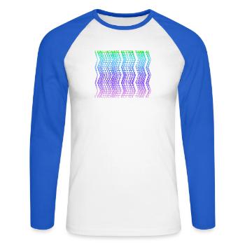 Hallucinations - Unisex Long Sleeve Baseball T-Shirt - white/royal blue - Front - Nik (191cm)