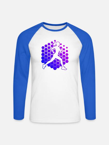 Geschenkidee für eine Running mit Running - Unisex Baseballshirt langarm - Weiß/Royalblau
