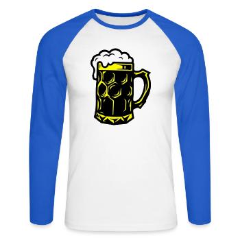 Bierkrug Symbol Saufen - Unisex Baseballshirt langarm - Weiß/Royalblau - Vorne - Nik (191cm)