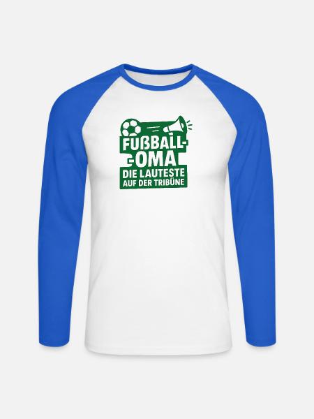 Fußball Oma – Die lauteste Tribüne - Unisex Baseballshirt langarm - Weiß/Royalblau