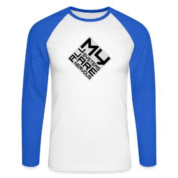 Tous mes systèmes sont nerveux, peur drôle, logo de nerd - T-shirt baseball manches longues Homme - blanc/bleu royal - Devant - Nik (191cm)