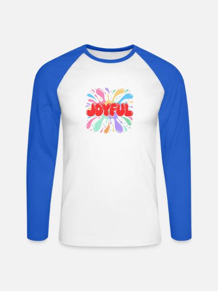Freudige rote, bunte Spritzer - Unisex Baseballshirt langarm - Weiß/Royalblau