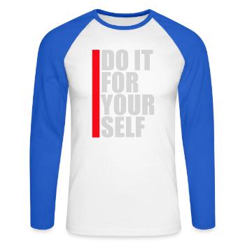 Do It For Yourself Inspirational Self Love Quote - Unisex Long Sleeve Baseball T-Shirt - white/royal blue - Front - Nik (191cm)