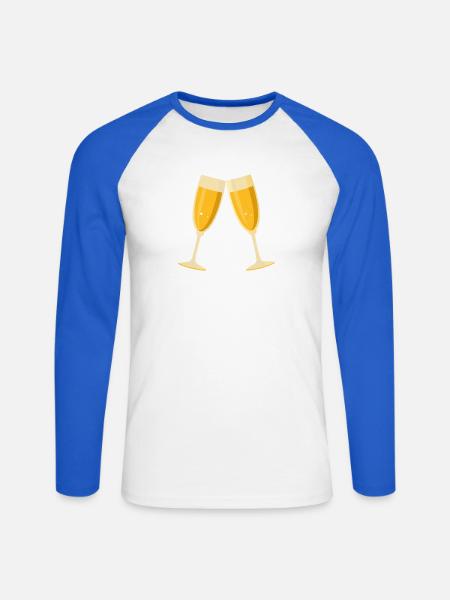 Toasts - T-shirt baseball manches longues Homme - blanc/bleu royal