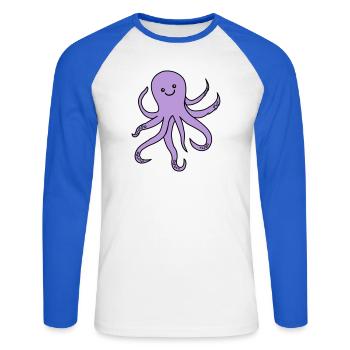 Charme de pieuvre violette - T-shirt baseball manches longues Homme - blanc/bleu royal - Devant - Nik (191cm)