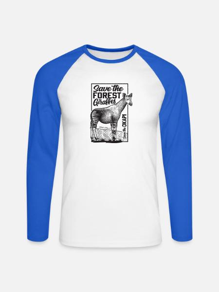 Rettet die Waldgiraffen - Unisex Baseballshirt langarm - Weiß/Royalblau